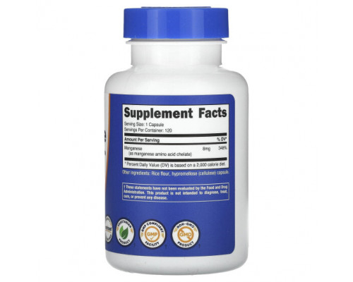 Магний Nutricost, марганец, 8 мг, 120 капсул Магний Nutricost, марганец, 8 мг, 120 капсул