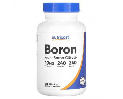 Минералы и микроэлементы Nutricost, Бор, 10 мг, 240 капсул Минералы и микроэлементы Nutricost, Бор, 10 мг, 240 капсул