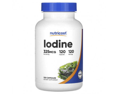 Йод Nutricost, йод, 325 мкг, 120 капсул Йод Nutricost, йод, 325 мкг, 120 капсул
