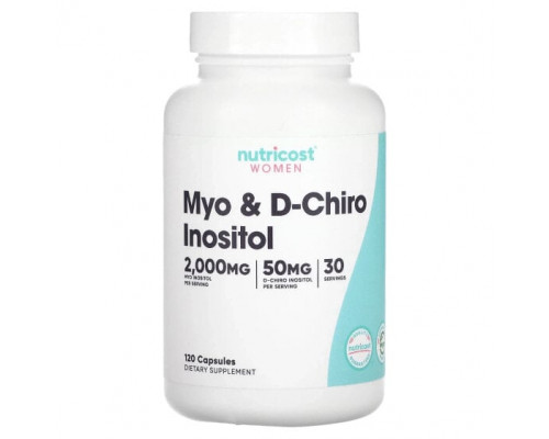 Витамины группы B Nutricost, Для женщин, мио и D-хиро инозитол, 120 капсул Витамины группы B Nutricost, Для женщин, мио и D-хиро инозитол, 120 капсул