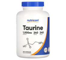 Аминокислоты Nutricost, таурин, 1000 мг, 240 капсул