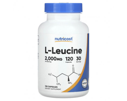 Аминокислоты Nutricost, L-лейцин, 500 мг, 120 капсул Аминокислоты Nutricost, L-лейцин, 500 мг, 120 капсул