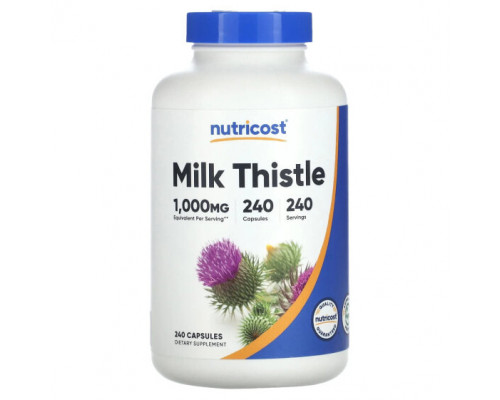 Растительные экстракты и настойки Nutricost, Расторопша, 1000 мг, 240 капсул Растительные экстракты и настойки Nutricost, Расторопша, 1000 мг, 240 капсул
