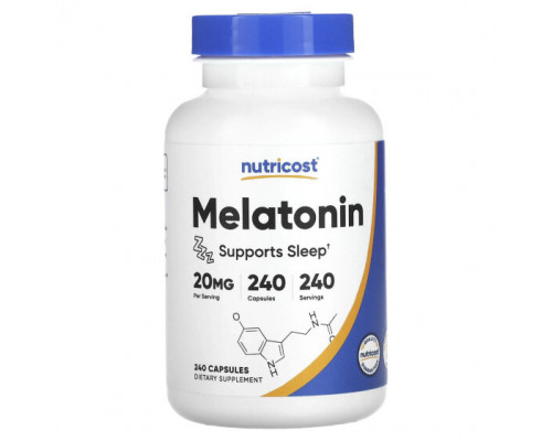 БАДы Nutricost, Мелатонин, 20 мг, 240 капсул БАДы Nutricost, Мелатонин, 20 мг, 240 капсул