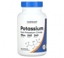 Калий Nutricost, Калий, 99 мг, 240 капсул