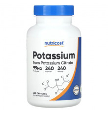 Калий Nutricost, Калий, 99 мг, 240 капсул