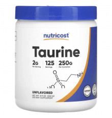 Аминокислоты Nutricost, таурин, без добавок, 250 г (8,9 унции)