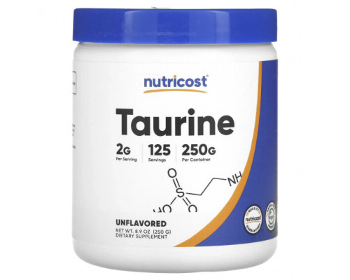 Аминокислоты Nutricost, таурин, без добавок, 250 г (8,9 унции) Аминокислоты Nutricost, таурин, без добавок, 250 г (8,9 унции)
