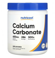 Кальций Nutricost, карбонат кальция, без добавок, 500 г (1,1 фунта)