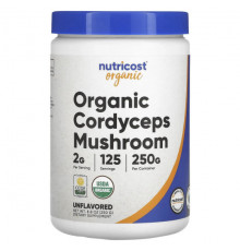 Грибы Nutricost, органический гриб кордицепс, без добавок, 250 г (8,8 унции)
