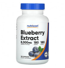 Фрукты и ягоды Nutricost, Экстракт голубики, 180 капсул