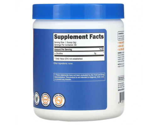Аминокислоты Nutricost, L-цитруллин, без вкусовых добавок, 250 г (8,8 унции) Аминокислоты Nutricost, L-цитруллин, без вкусовых добавок, 250 г (8,8 унции)