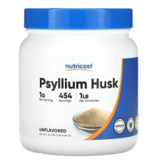 Клетчатка Nutricost, Шелуха семян подорожника, без добавок, 454 г (16,2 унции)