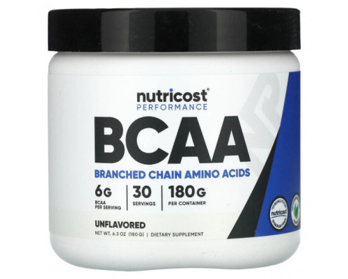 Аминокислоты Nutricost, Performance, BCAA, без добавок, 180 г (6,3 унции) Аминокислоты Nutricost, Performance, BCAA, без добавок, 180 г (6,3 унции)