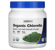 Водоросли Nutricost, Органическая хлорелла в порошке, 454 г (16 унций)
