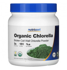 Водоросли Nutricost, Органическая хлорелла в порошке, 454 г (16 унций)