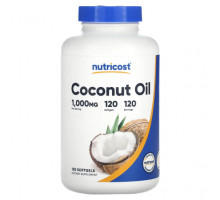Растительные масла Nutricost, Кокосовое масло, 1000 мг, 120 мягких таблеток