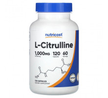 Аминокислоты Nutricost, L-цитруллин, 500 мг, 120 капсул