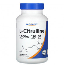 Аминокислоты Nutricost, L-цитруллин, 500 мг, 120 капсул