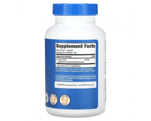 Для нервной системы Nutricost, Зверобой, 500 мг, 120 капсул Для нервной системы Nutricost, Зверобой, 500 мг, 120 капсул