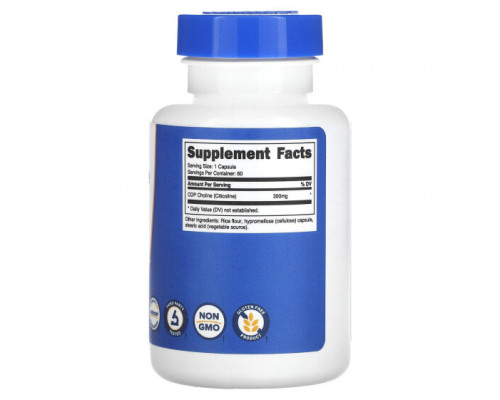 Витамины группы B Nutricost, CDP Choline, цитиколин, 300 мг, 60 капсул Витамины группы B Nutricost, CDP Choline, цитиколин, 300 мг, 60 капсул