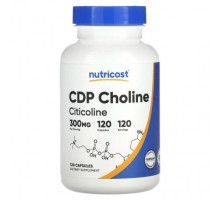 Витамины группы B Nutricost, CDP Choline, цитиколин, 300 мг, 120 капсул