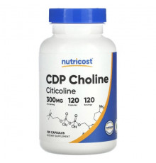 Витамины группы B Nutricost, CDP Choline, цитиколин, 300 мг, 120 капсул
