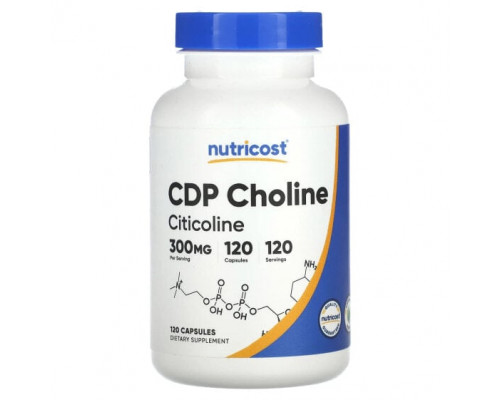 Витамины группы B Nutricost, CDP Choline, цитиколин, 300 мг, 120 капсул Витамины группы B Nutricost, CDP Choline, цитиколин, 300 мг, 120 капсул