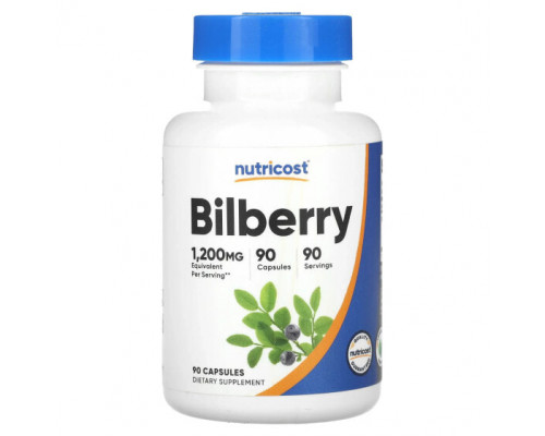 Фрукты и ягоды Nutricost, черника, 1200 мг, 90 капсул Фрукты и ягоды Nutricost, черника, 1200 мг, 90 капсул