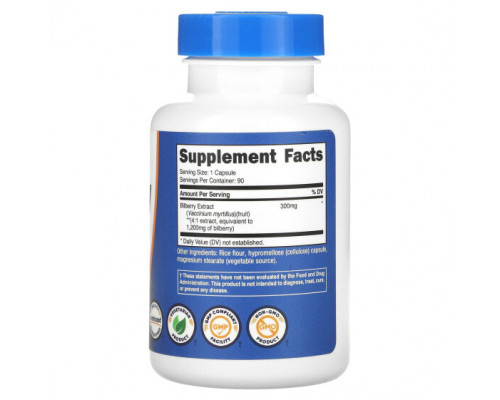 Фрукты и ягоды Nutricost, черника, 1200 мг, 90 капсул Фрукты и ягоды Nutricost, черника, 1200 мг, 90 капсул