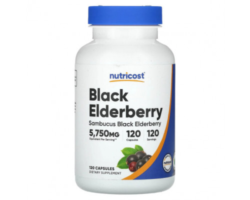 Фрукты и ягоды Nutricost, черная бузина, 5750 мг, 120 капсул Фрукты и ягоды Nutricost, черная бузина, 5750 мг, 120 капсул