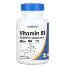 Витамины группы B Nutricost, Витамин B1, 100 мг, 120 капсул