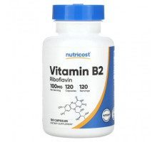 Витамины группы B Nutricost, Витамин B2, 100 мг, 120 капсул