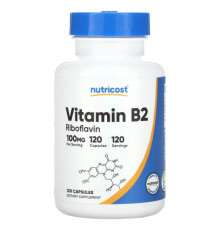 Витамины группы B Nutricost, Витамин B2, 100 мг, 120 капсул