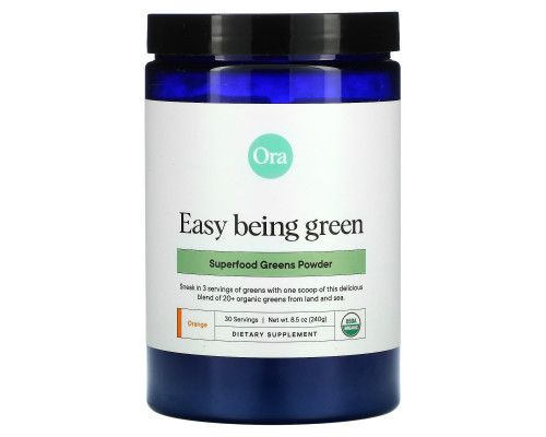 Ora, Easy Being Green, порошок из суперфудов зелени, апельсин, 240 г (8,5 унций) Ora, Easy Being Green, порошок из суперфудов зелени, апельсин, 240 г (8,5 унций)
