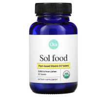 Ora, Sol Food, Plant-Based Vitamin D3, 2,000 IU, 30 Tablets