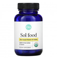 Ora, Sol Food, Plant-Based Vitamin D3, 2,000 IU, 30 Tablets