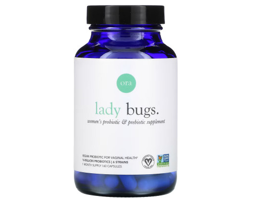 Ora, Lady Bugs, Women's Probiotic & Prebiotic Supplement, 60 Capsules Ora, Lady Bugs, Women's Probiotic & Prebiotic Supplement, 60 Capsules