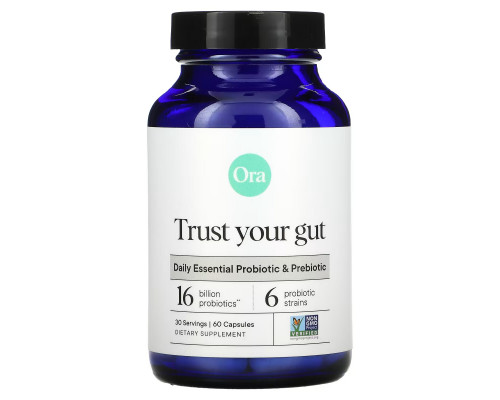 Ora, Trust Your Gut, Daily Essential Probiotic & Prebiotic, 16 Billion, 60 Capsules Ora, Trust Your Gut, Daily Essential Probiotic & Prebiotic, 16 Billion, 60 Capsules