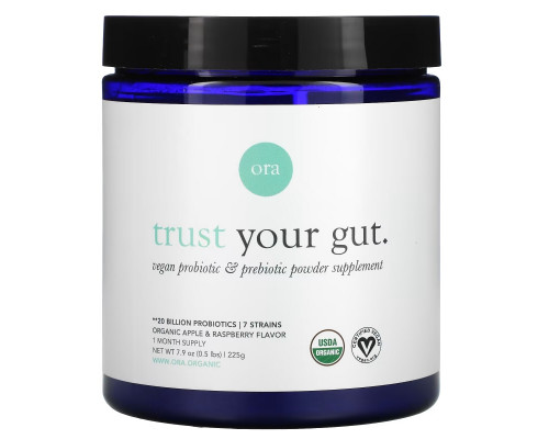 Ora, Trust Your Gut, Vegan Probiotic & Prebiotic Powder Supplement, Organic Apple & Raspberry , 7.9 oz (225 g) Ora, Trust Your Gut, Vegan Probiotic & Prebiotic Powder Supplement, Organic Apple & Raspberry , 7.9 oz (225 g)