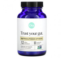 Для пищеварительной системы Ora, Trust Your Gut, высокоэффективный пробиотик и пребиотик, 60 капсул