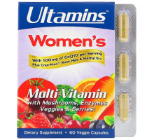 Ultamins, Women's Multi-Vitamin with CoQ10, Mushrooms, Enzymes, Veggies & Berries, 60 Veggie Capsules