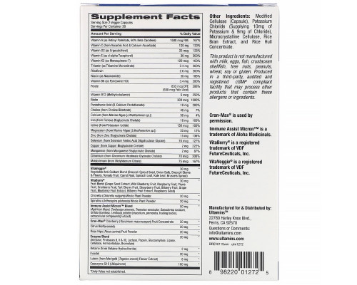 Ultamins, Women's Multi-Vitamin with CoQ10, Mushrooms, Enzymes, Veggies & Berries, 60 Veggie Capsules Ultamins, Women's Multi-Vitamin with CoQ10, Mushrooms, Enzymes, Veggies & Berries, 60 Veggie Capsules