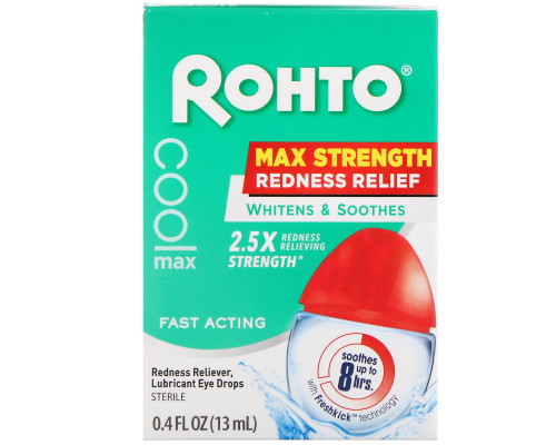 Rohto, Охлаждающие глазные капли, Максимальная эффективность Уменьшение покраснения, 13 мл Rohto, Охлаждающие глазные капли, Максимальная эффективность Уменьшение покраснения, 13 мл