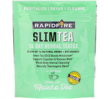RAPIDFIRE, SlimTea, 14 Day Herbal Teatox, Matcha Tea, Real Lemon Flavor, 14 Tea Bags