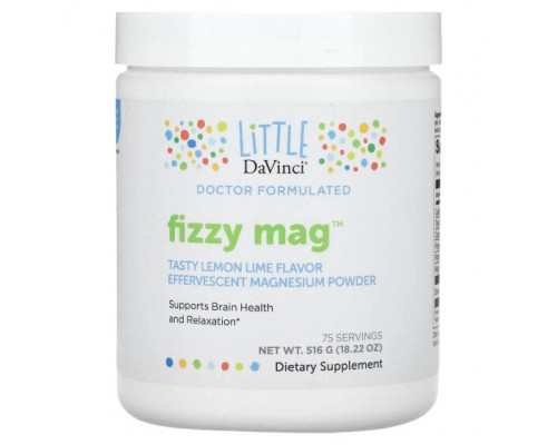 Магний Little DaVinci, Fizzy Mag, шипучий магний в порошке, лимон и лайм, 516 г (18,22 унции) Магний Little DaVinci, Fizzy Mag, шипучий магний в порошке, лимон и лайм, 516 г (18,22 унции)