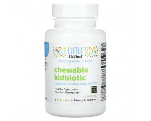 Детское здоровье Little DaVinci, Жевательный Kidbiotic, тропические фрукты, 45 таблеток Детское здоровье Little DaVinci, Жевательный Kidbiotic, тропические фрукты, 45 таблеток