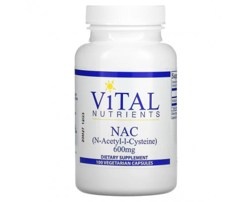 Антиоксиданты Vital Nutrients, N-ацетил-L-цистеин, 600 мг, 100 вегетарианских капсул Антиоксиданты Vital Nutrients, N-ацетил-L-цистеин, 600 мг, 100 вегетарианских капсул