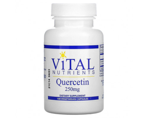 Антиоксиданты Vital Nutrients, Кверцетин, 250 мг, 100 вегетарианских капсул Антиоксиданты Vital Nutrients, Кверцетин, 250 мг, 100 вегетарианских капсул