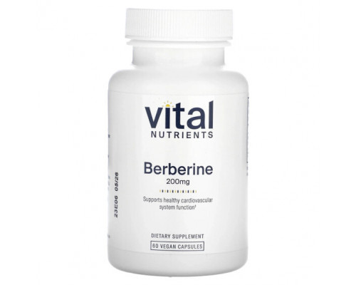 Фрукты и ягоды Vital Nutrients, Берберин, 200 мг, 60 веганских капсул